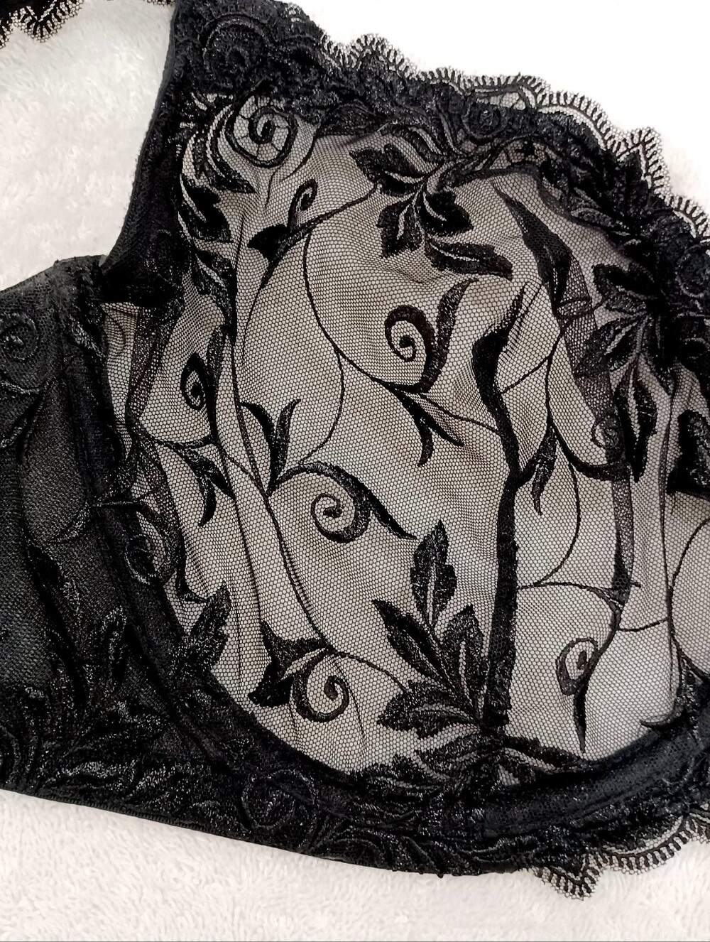 Soma Sensuous Lace Black Sheer Underwire Bra with Floral Embroidery, Size 42D - Picture 3 of 16